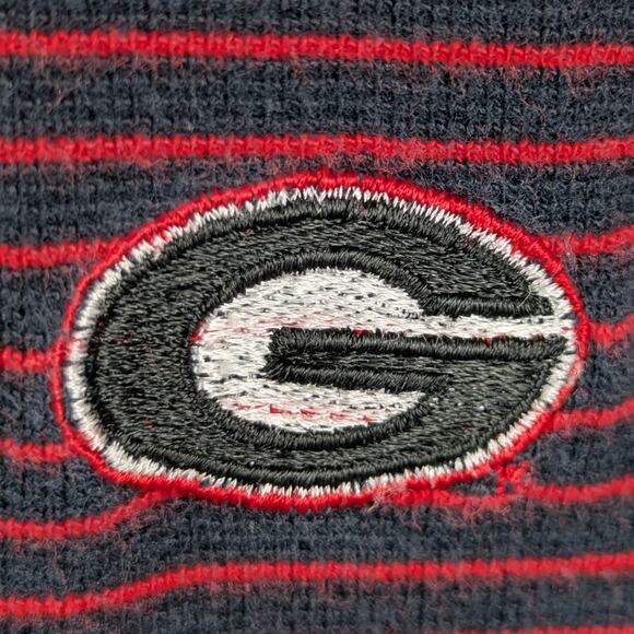 Vesp Sportswear XL Georgia Bulldogs Polo Red Navy Stripe 90s Vintage Made Macau - Picture 2 of 4